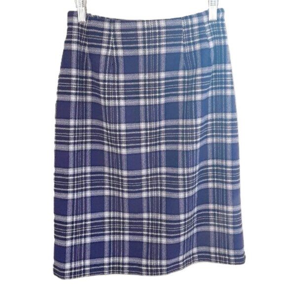 VINTAGE J.G. Hook Flannel Plaid Wool Blend Pencil Skirt Size 4 - Picture 3 of 6